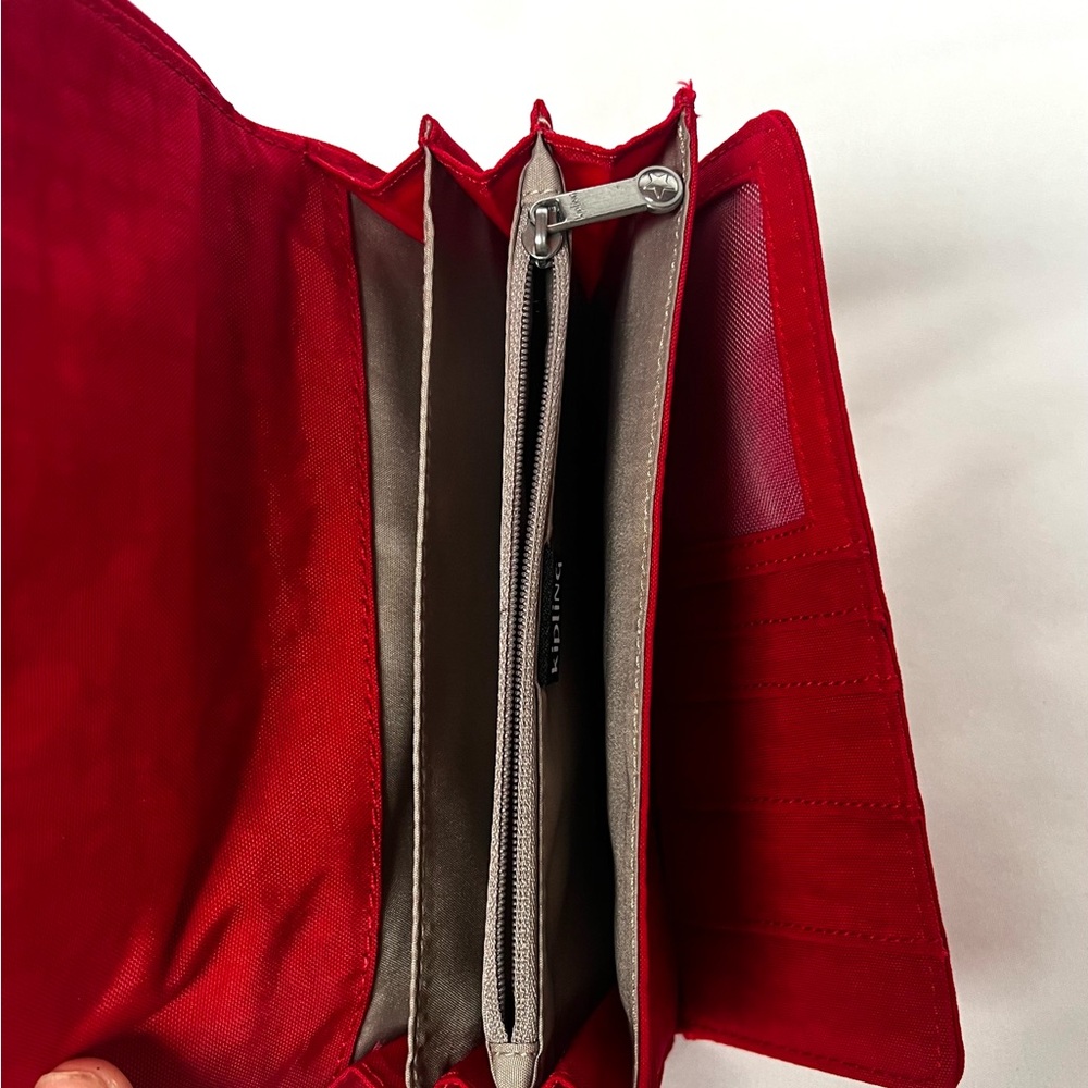 Kipling Red RFID Nylon Travel Wallet Organizer | Card Holder Zip Coin Purse - Picture 5 of 10